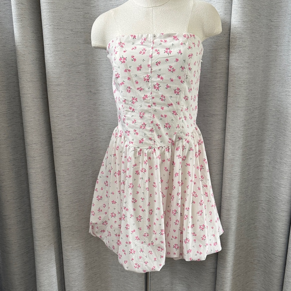 Floral Pink Strapless Kids Dress